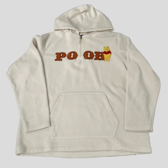 Vintage Disney Winnie the Pooh Quarter Zip Sweatshirt Cream Pullover collectible - Picture 2 of 5